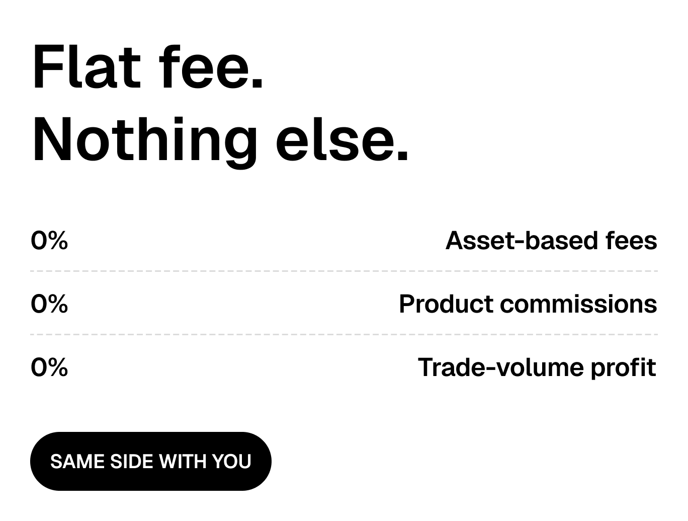 Flat fee. Nothing else.